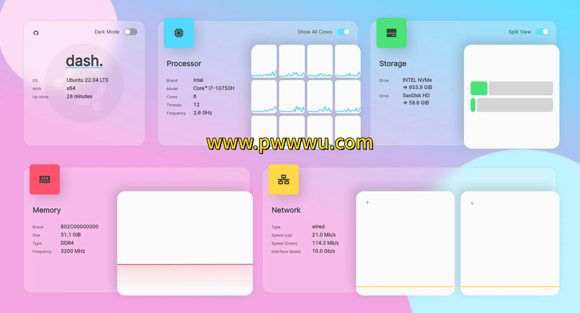 开源服务器仪表盘dashdot快速部署监控系统资源-泡玩网