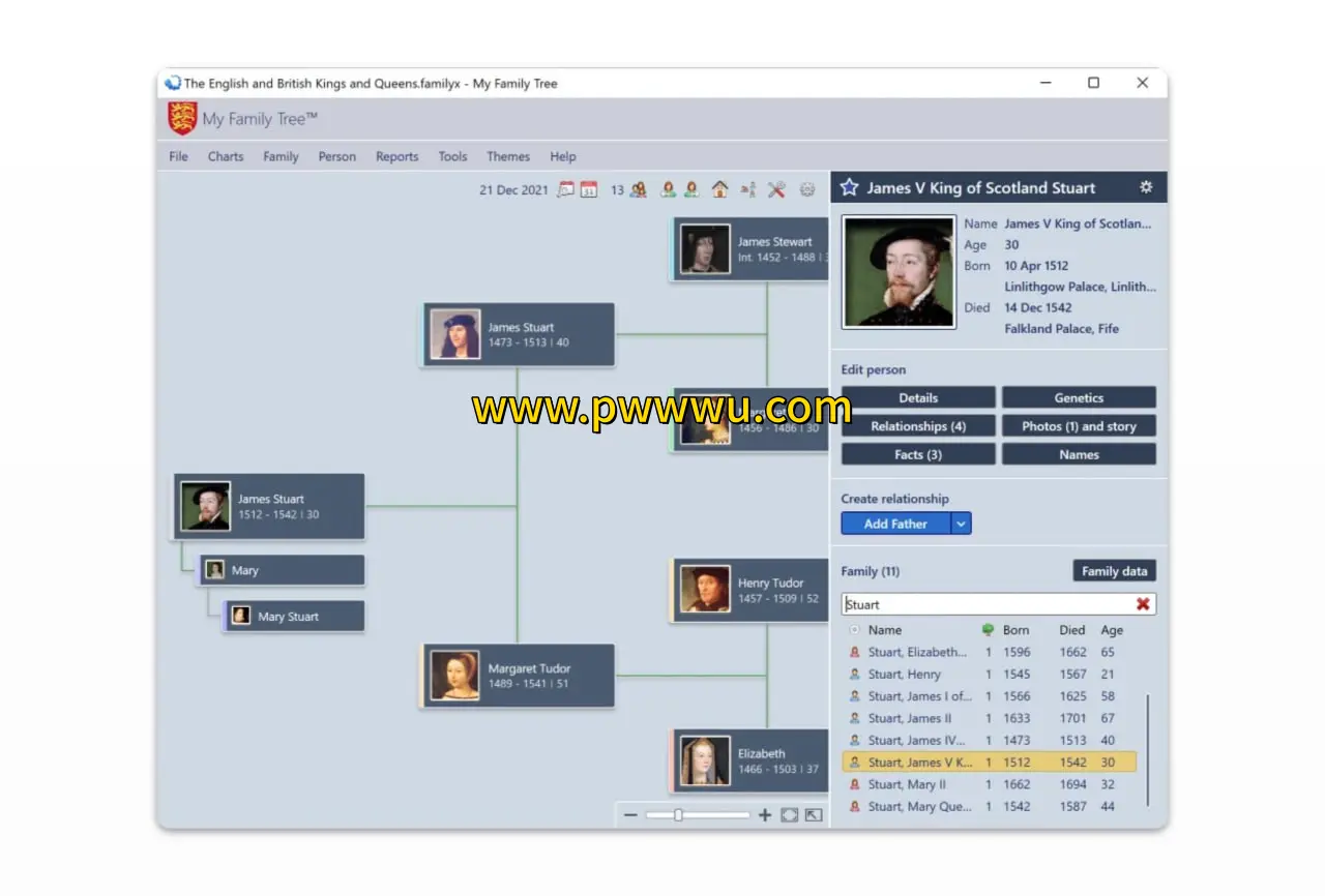 免费本地族谱软件My Family Tree:离线制作精美家谱支持思维导图时间轴-泡玩网