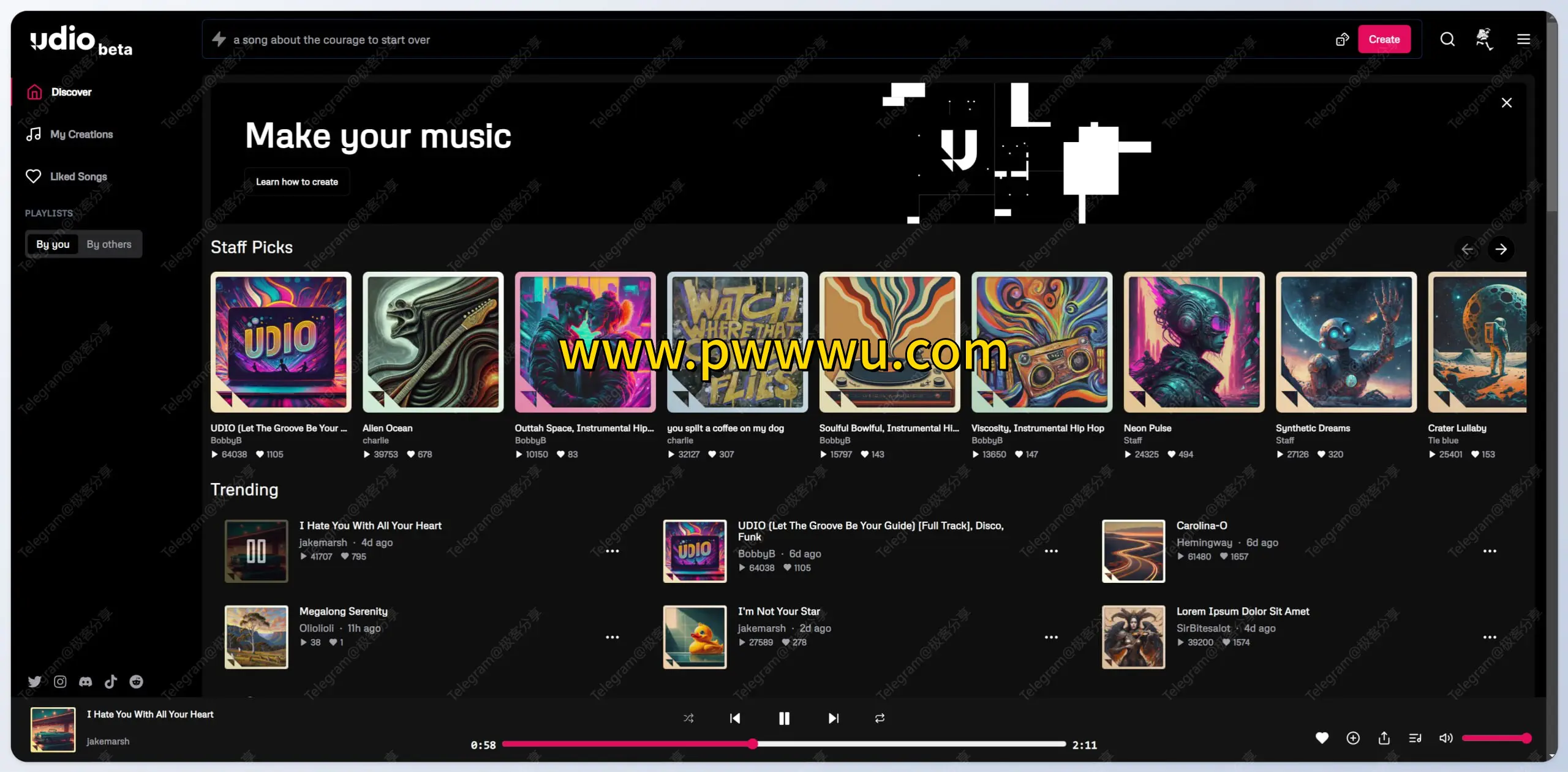 Udio音乐生成AI工具免费生成千首歌曲定制多风格音频-泡玩网