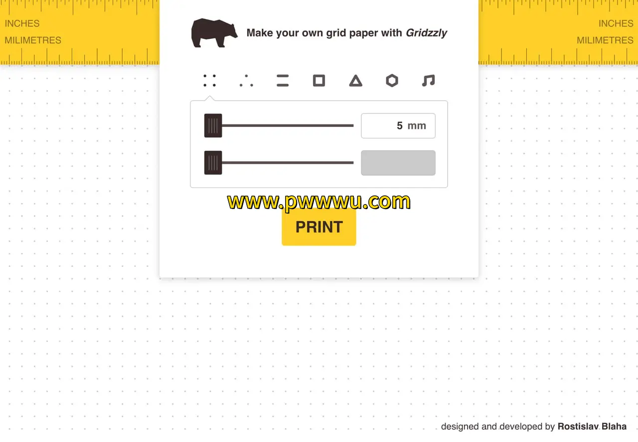 在线稿纸生成工具Gridzzly自定义网格尺寸免费制作打印PDF稿纸背景-泡玩网