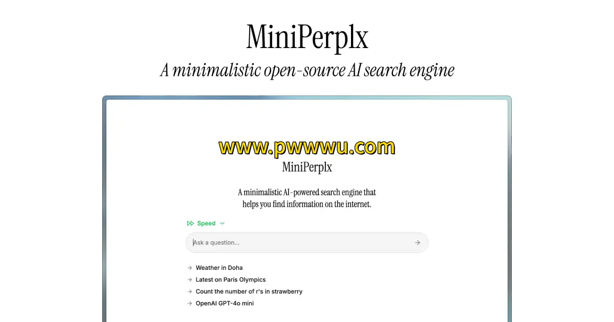 MiniPerplx 开源 AI 搜索引擎 支持网络搜索与一键部署-泡玩网