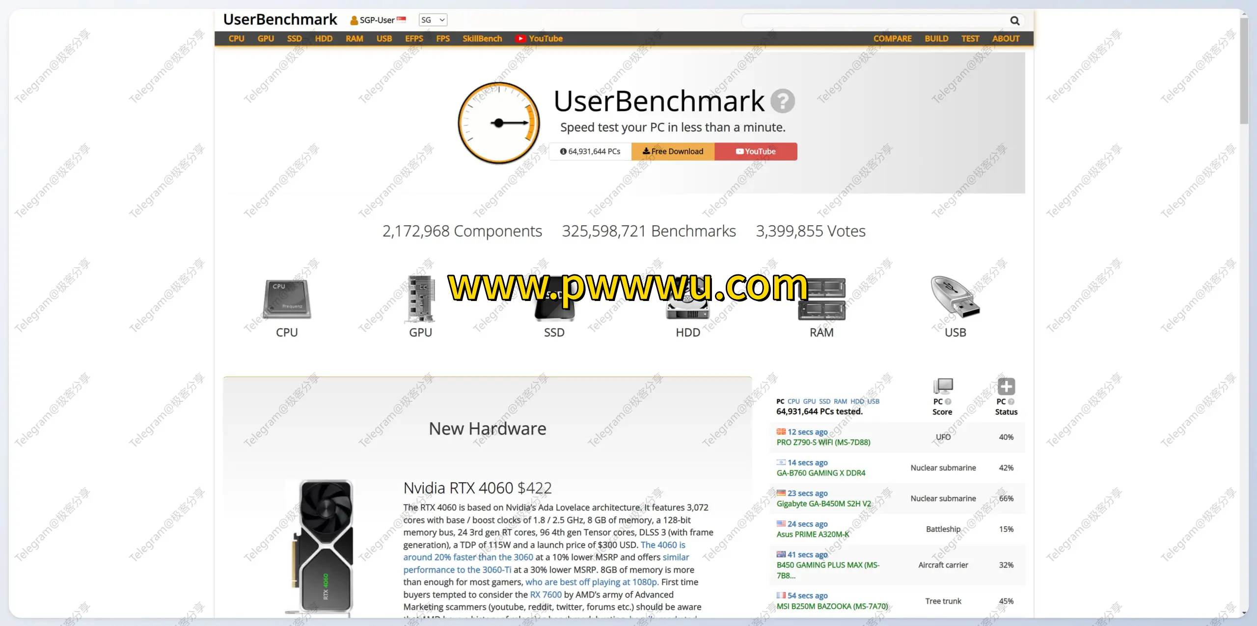 UserBenchmark硬件测试网站对比与下载指南-泡玩网