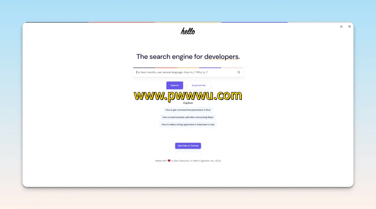 开发人员专用搜索引擎Hello中文搜索直接给出代码解决方案