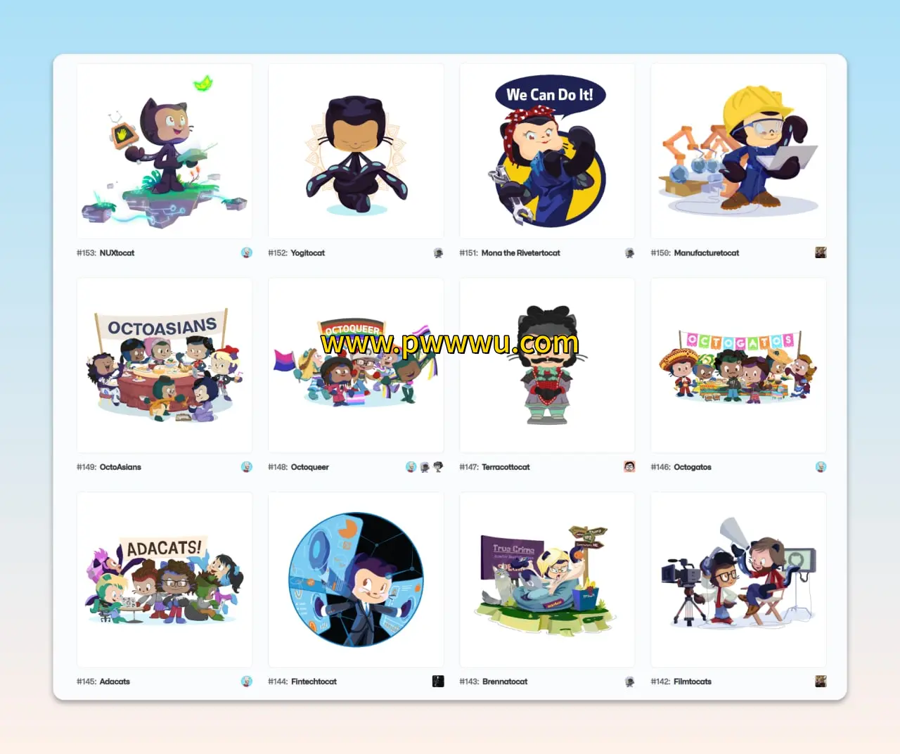 GitHub章鱼猫全套形象Octodex分享下载-泡玩网