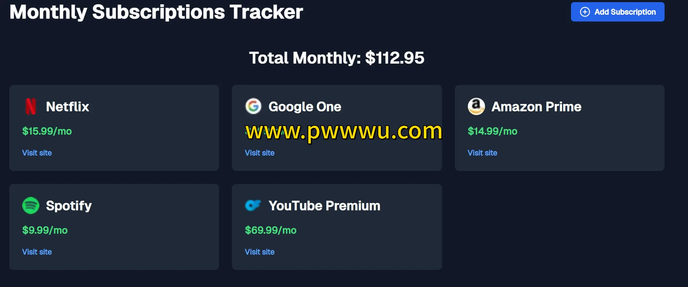 开源订阅成本追踪工具Subs助你轻松管理每月订阅费用-泡玩网