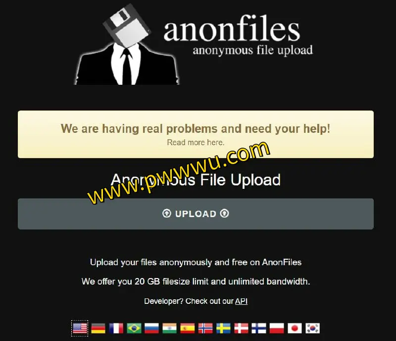 Anonfiles – 20G容量支持,无限空间的匿名图书文件分享网盘