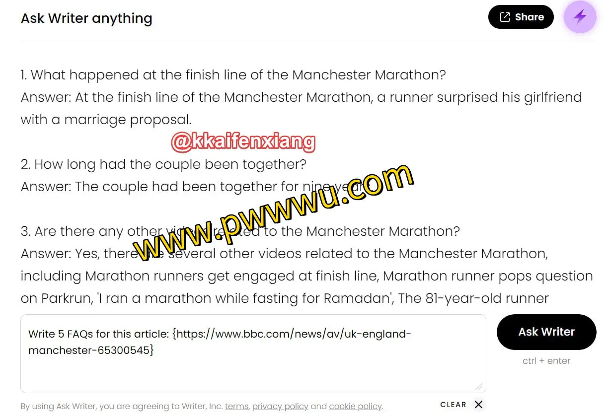 Ask Writer：网页内容提炼与问答助手，高效B2B邮件与公司建议生成器