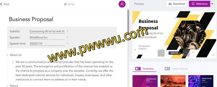 MindShow：高效幻灯片制作工具，一键生成演示文稿，支持Markdown、Logseq，结合ChatGPT智能辅助-泡玩网