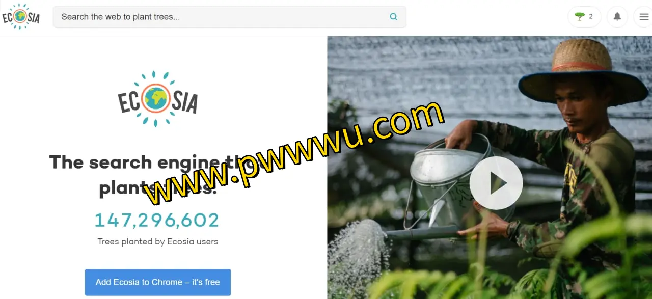 Ecosia:依托必应搜索,加强算法的绿色环保搜索引擎