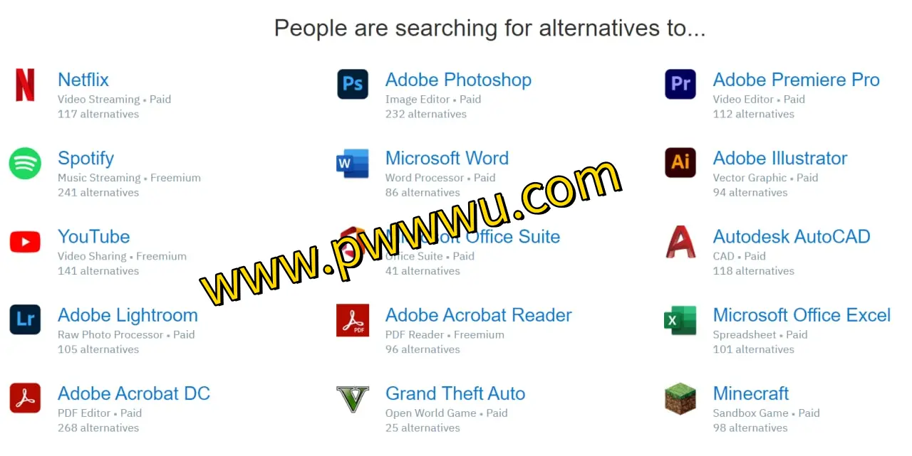 AlternativeTo – 发现免费软件替代品的宝藏库