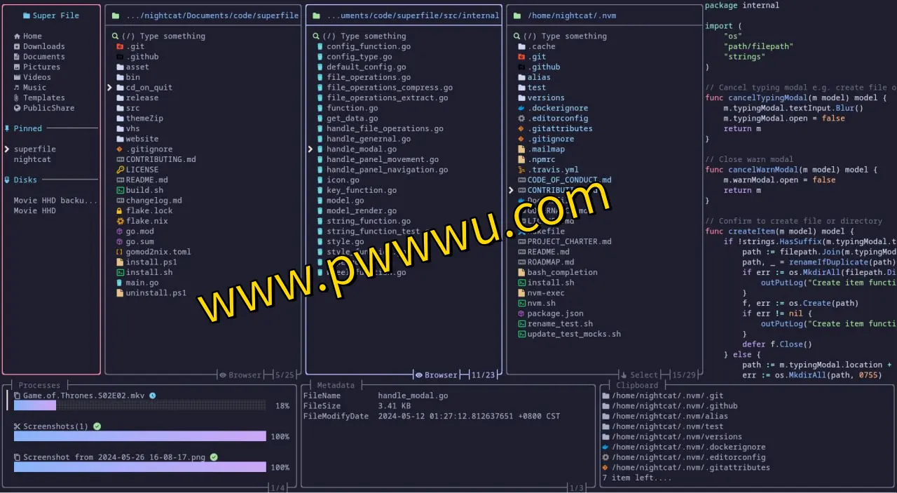 Superfile：功能强大的终端文件管理器，支持插件扩展，实现高效文件操作与预览